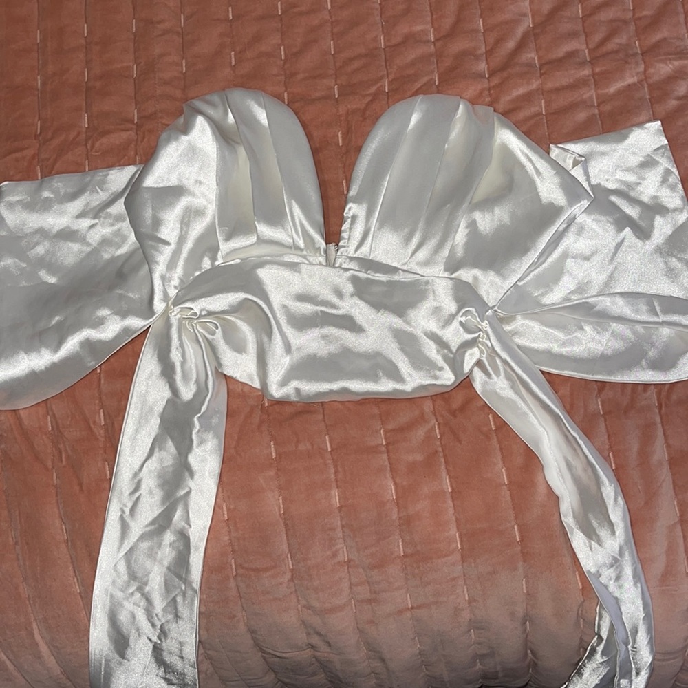 White Satin Crop Top
